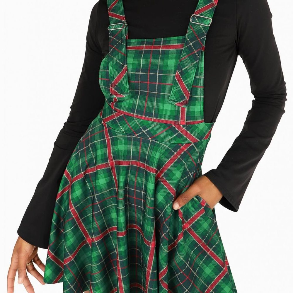 Tartan Green Apron Dress Size M
